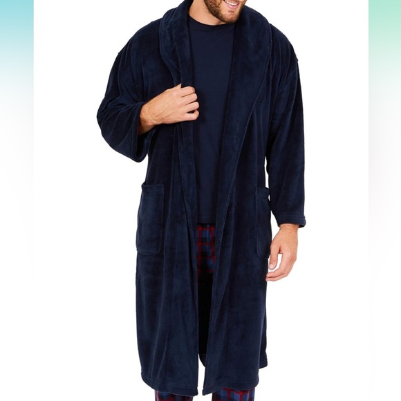 Men’s Nautica Navy Plush Robe - Picture 5 of 8